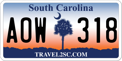 SC license plate AOW318