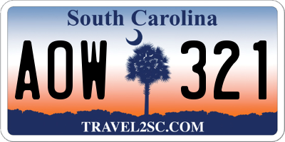 SC license plate AOW321