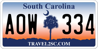SC license plate AOW334