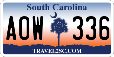 SC license plate AOW336