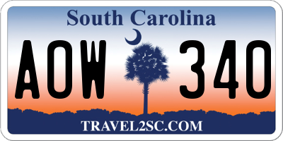 SC license plate AOW340