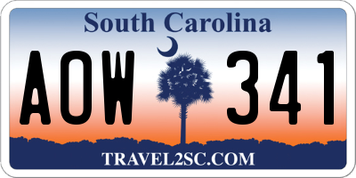 SC license plate AOW341