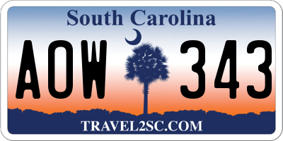SC license plate AOW343