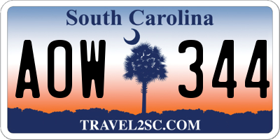 SC license plate AOW344