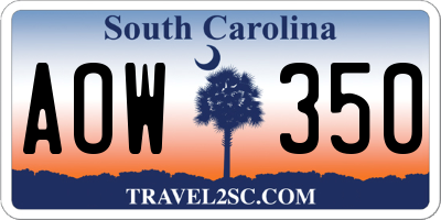 SC license plate AOW350