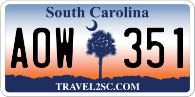 SC license plate AOW351