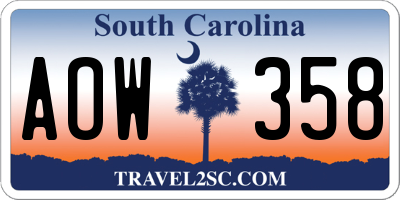 SC license plate AOW358