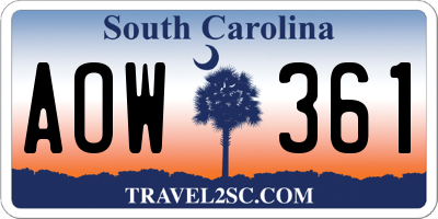 SC license plate AOW361