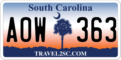 SC license plate AOW363