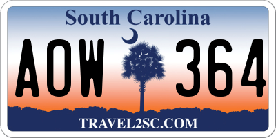 SC license plate AOW364
