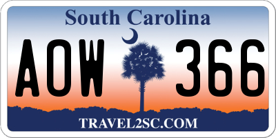 SC license plate AOW366
