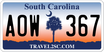SC license plate AOW367