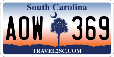 SC license plate AOW369