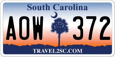 SC license plate AOW372