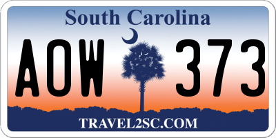 SC license plate AOW373