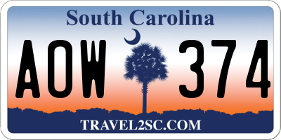 SC license plate AOW374