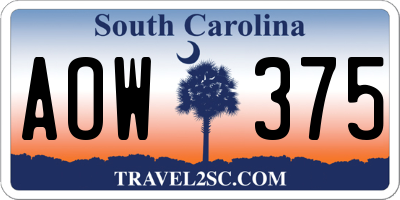 SC license plate AOW375