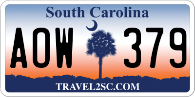 SC license plate AOW379