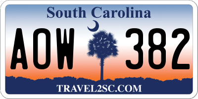 SC license plate AOW382