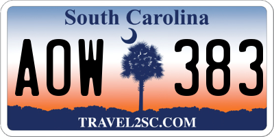 SC license plate AOW383