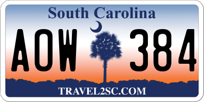 SC license plate AOW384