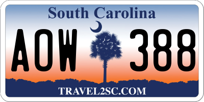 SC license plate AOW388