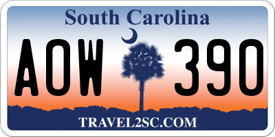 SC license plate AOW390