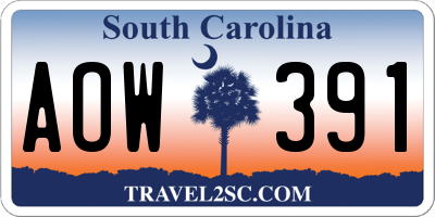 SC license plate AOW391