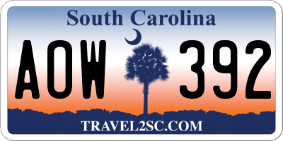SC license plate AOW392