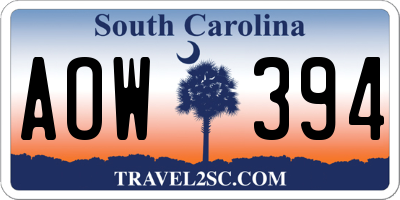 SC license plate AOW394