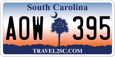 SC license plate AOW395