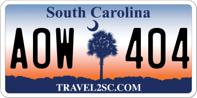 SC license plate AOW404