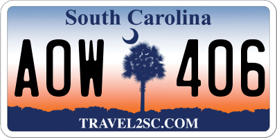 SC license plate AOW406