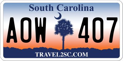 SC license plate AOW407