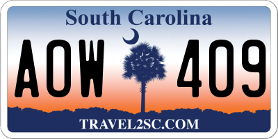 SC license plate AOW409