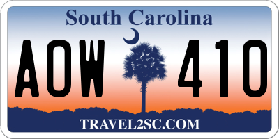 SC license plate AOW410