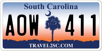 SC license plate AOW411