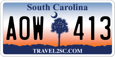 SC license plate AOW413