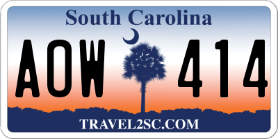 SC license plate AOW414