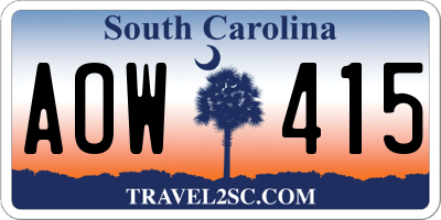 SC license plate AOW415
