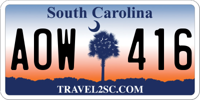 SC license plate AOW416