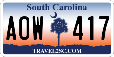 SC license plate AOW417