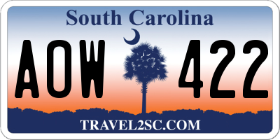 SC license plate AOW422