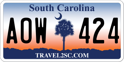 SC license plate AOW424