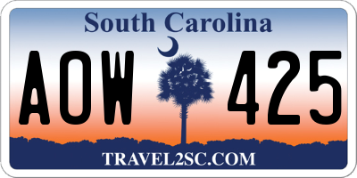 SC license plate AOW425