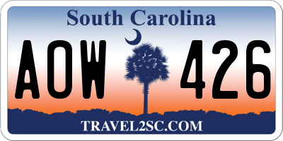 SC license plate AOW426