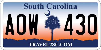 SC license plate AOW430