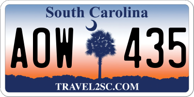 SC license plate AOW435