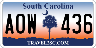 SC license plate AOW436