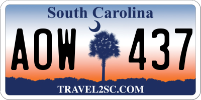 SC license plate AOW437
